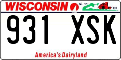 WI license plate 931XSK