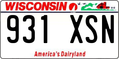 WI license plate 931XSN
