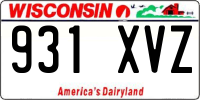 WI license plate 931XVZ