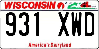 WI license plate 931XWD