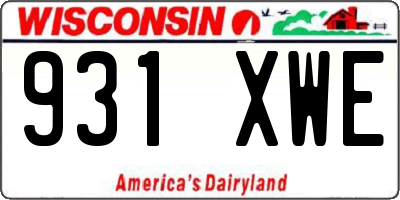 WI license plate 931XWE