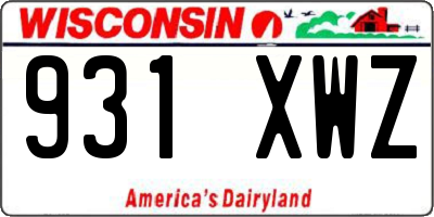 WI license plate 931XWZ