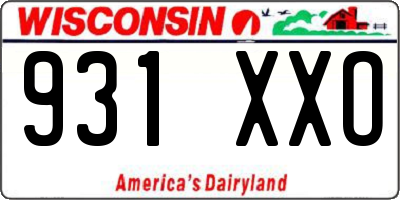 WI license plate 931XXO