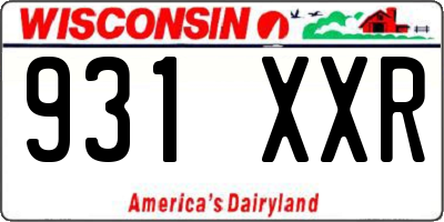 WI license plate 931XXR
