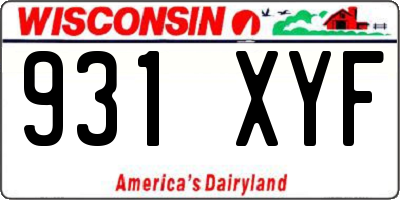 WI license plate 931XYF