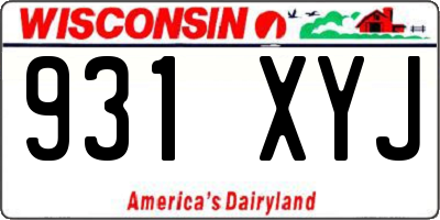 WI license plate 931XYJ