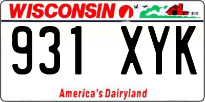 WI license plate 931XYK