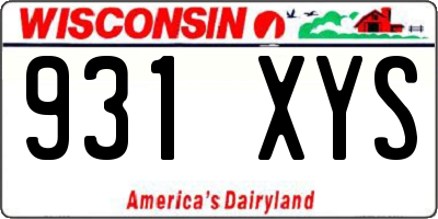 WI license plate 931XYS