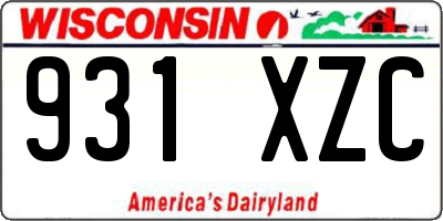 WI license plate 931XZC