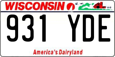 WI license plate 931YDE