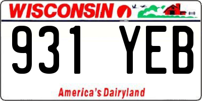 WI license plate 931YEB