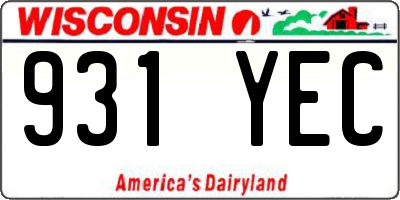 WI license plate 931YEC