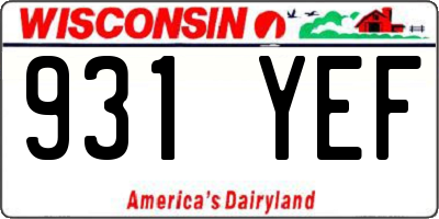 WI license plate 931YEF