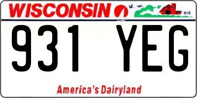 WI license plate 931YEG