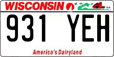 WI license plate 931YEH