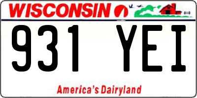 WI license plate 931YEI