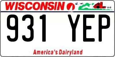 WI license plate 931YEP