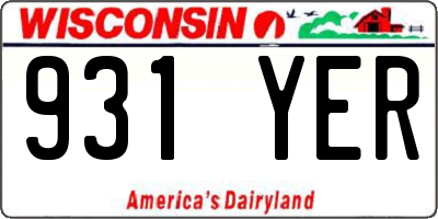 WI license plate 931YER