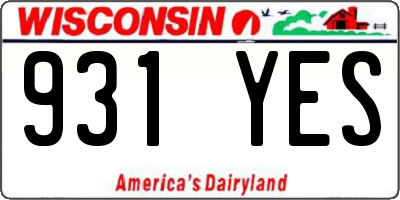 WI license plate 931YES