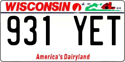 WI license plate 931YET