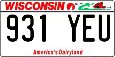 WI license plate 931YEU