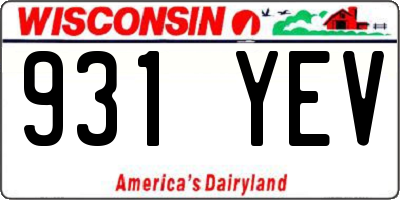 WI license plate 931YEV