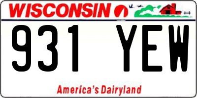 WI license plate 931YEW