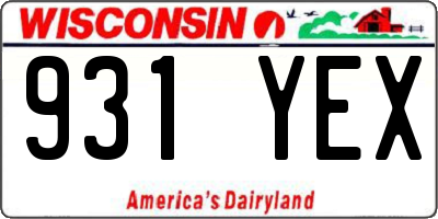 WI license plate 931YEX