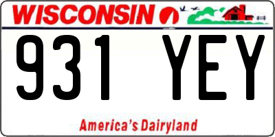 WI license plate 931YEY