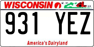 WI license plate 931YEZ