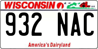 WI license plate 932NAC