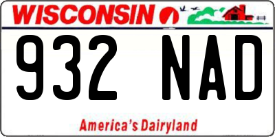 WI license plate 932NAD