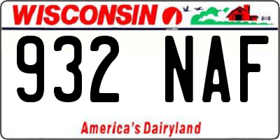 WI license plate 932NAF