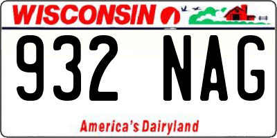 WI license plate 932NAG