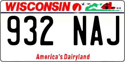 WI license plate 932NAJ