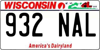 WI license plate 932NAL