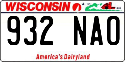 WI license plate 932NAO