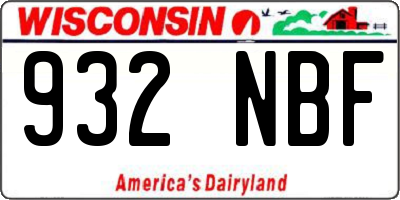 WI license plate 932NBF