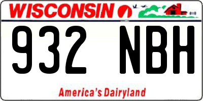 WI license plate 932NBH