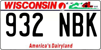 WI license plate 932NBK