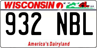 WI license plate 932NBL