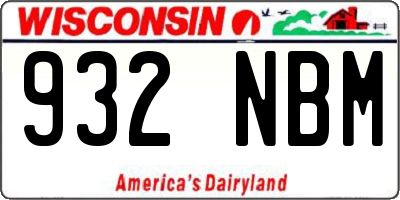 WI license plate 932NBM