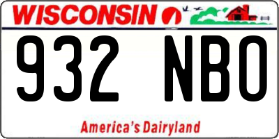 WI license plate 932NBO