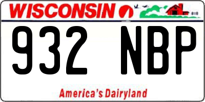 WI license plate 932NBP