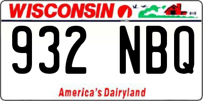 WI license plate 932NBQ