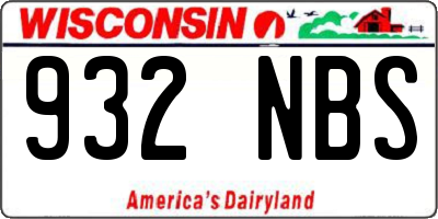 WI license plate 932NBS