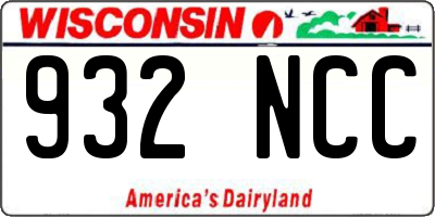 WI license plate 932NCC