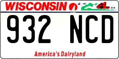 WI license plate 932NCD