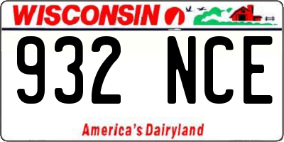 WI license plate 932NCE