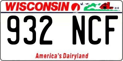 WI license plate 932NCF